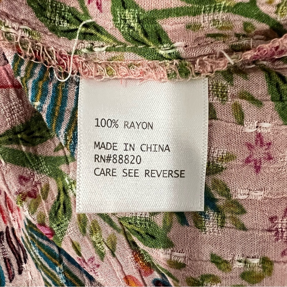 Cynthia Rowley Floral Ruffle Sleeve Top Size L - Picture 6 of 8